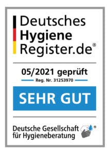 Aufkleber des Deutsches Hygiene Register für das Physiotherapie Praxis Team Anja Schütte 